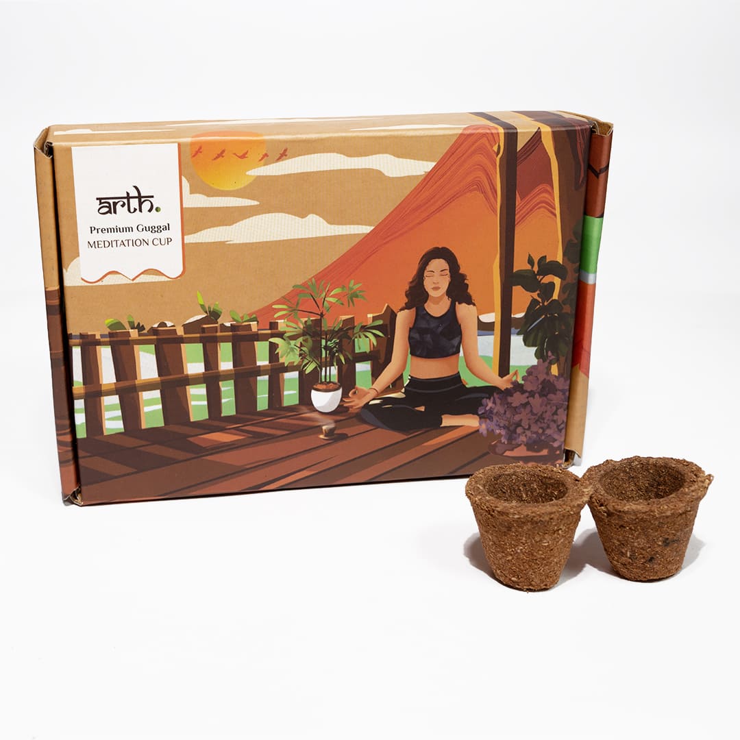 Desi Cow Dung Meditation Cup (Pack of 3)