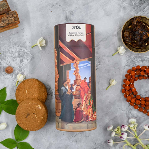 Premium Havan Combo- Premium Havan Samagri with Rose Petals (400g) + 1 Pack of Havan Cake + 1 Premium Red Sandalwood Dhoop Sticks + Agnivahan Lighter