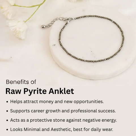 Certified Raw Pyrite Anklet - For Money and Career Growth