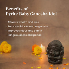 Pyrite Baby Ganesha Murti - Money Attraction Murti